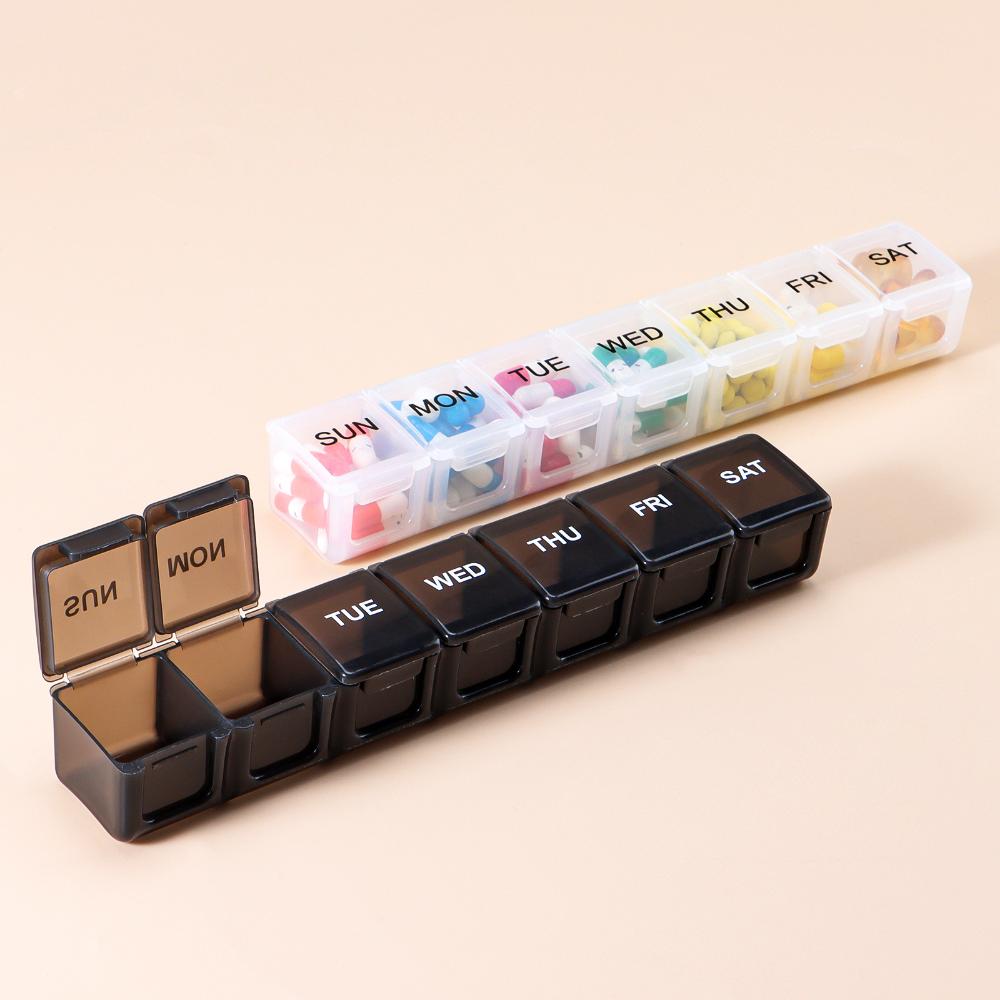 New Premium Weekly Portable Pill Cases 7 Day 7 Grids Pill Organizer Storage Box Container Travel for Medicine Vitamins Fish Oils