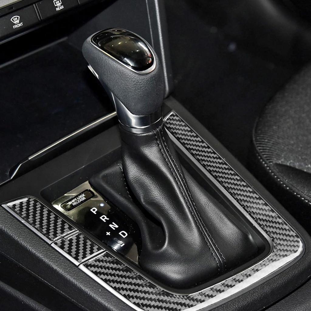 NVCNX Real Carbon Fiber Accessories for Hyundai Elantra 2017 2018 Car Thick Overlay Center Console Gear Shift Panel Button Cover Interior Trim Soft