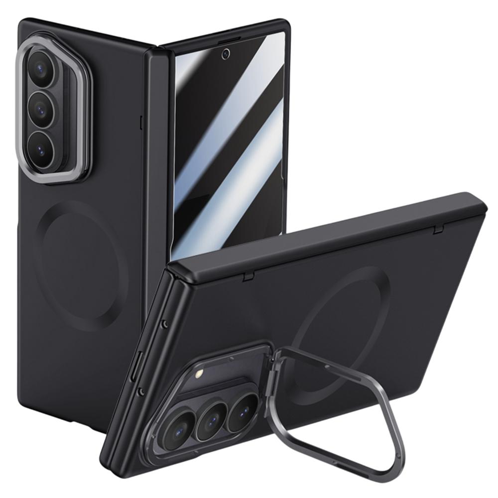 For Samsung Galaxy Z Fold7 5G Magnetic Case Hard PC Phone Cover with Privacy Tempered Glass Film/Lens Kickstand