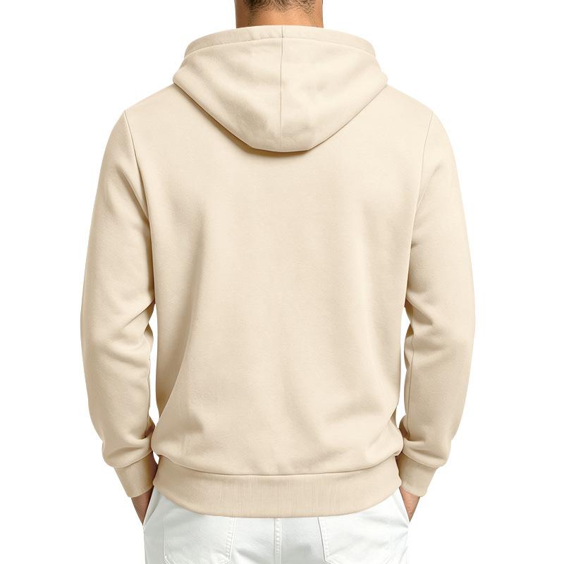 Men S Casual Half Zip Hooded Sweatshirt Basic Style European Size Autumn