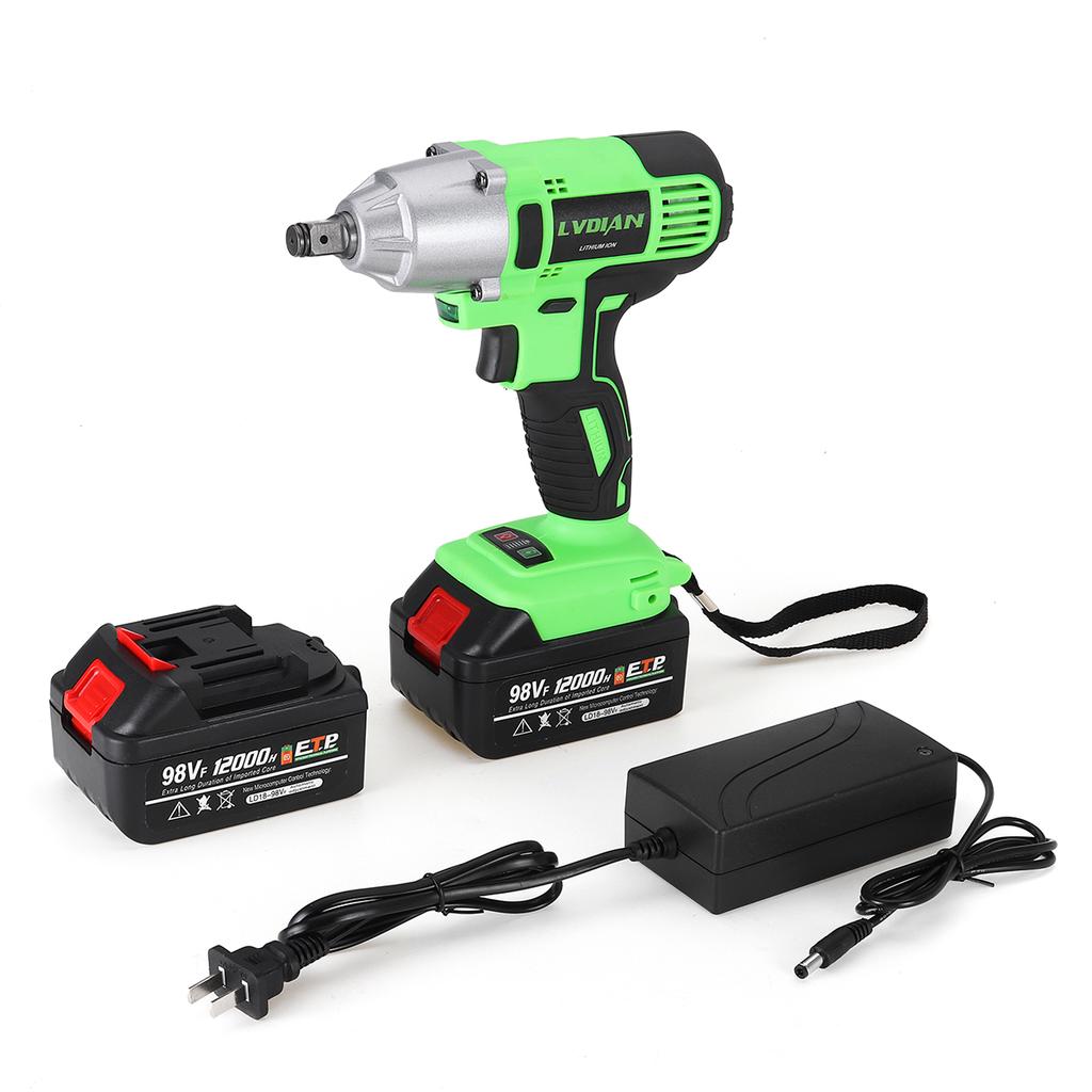 Buy 98V 320Nm Impact Drill Cordless Wrench Drill Gun Set Electric Drill