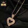 THE BLING KING Baguettecz Hollow Heart Pendant Box Chain Necklace Iced Out Cubic Zirconia Charm Engagement Jewelry For Gift