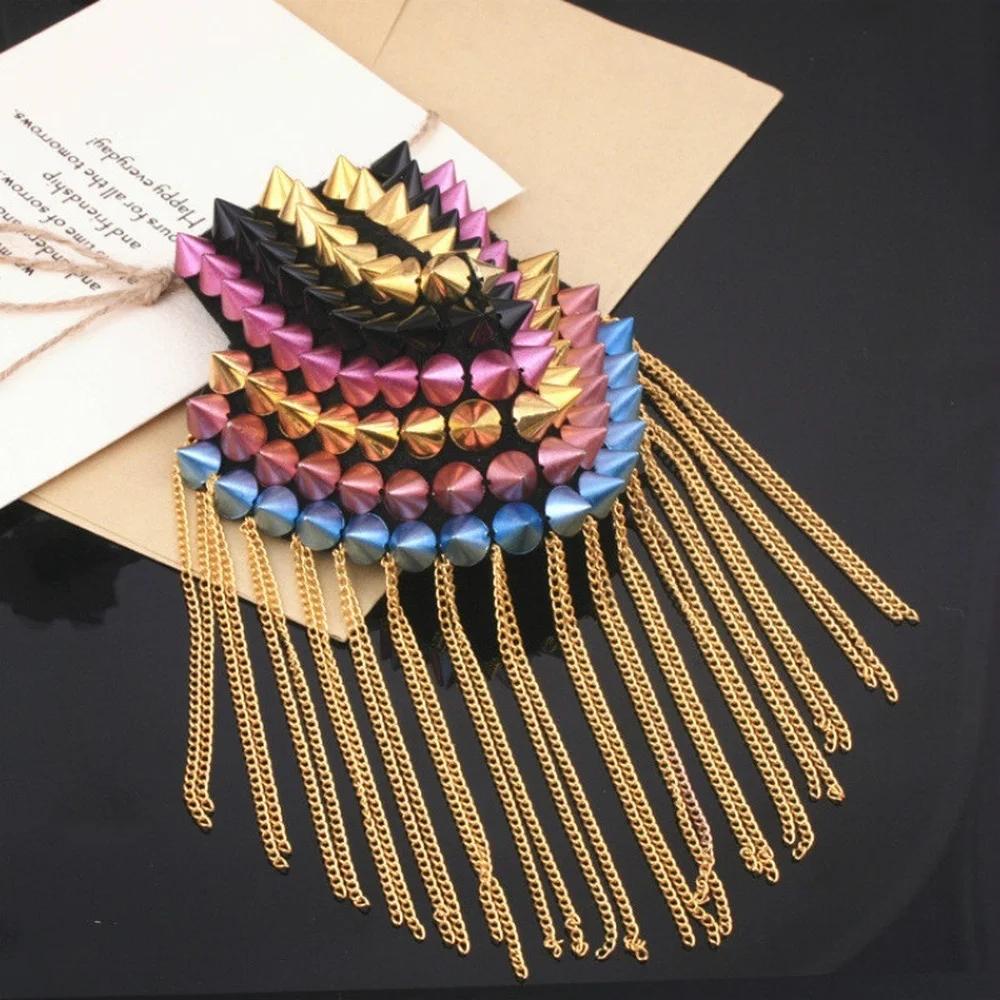 

1pair Rivet Epaulette Brooch Punk Epaulet Shoulder Bling Clothing Accessories Suit Decoration