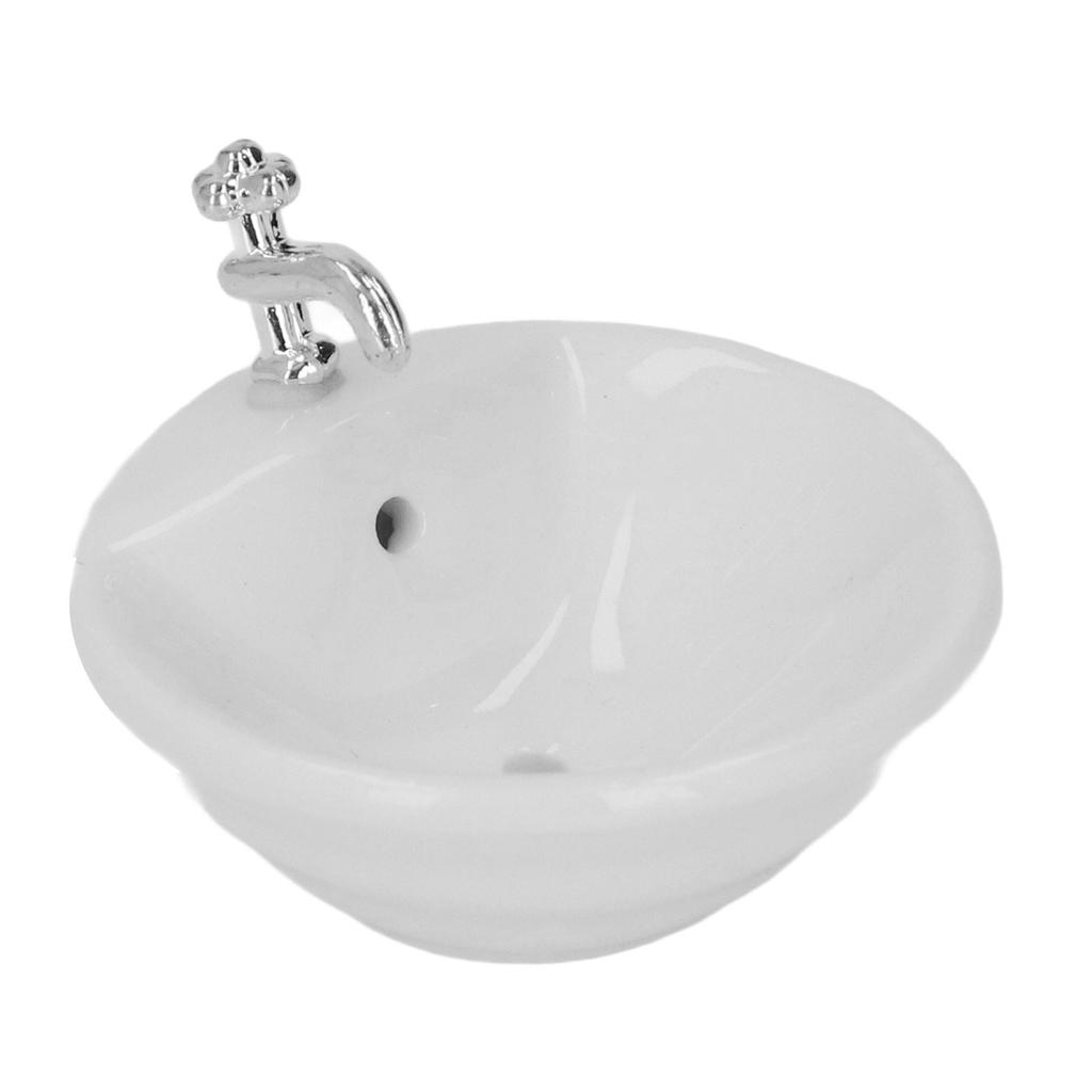 1:12 Dollhouse Bathroom Sink Hand Crafted Ceramic White Dollhouse Bathroom Sink for Dollhouse