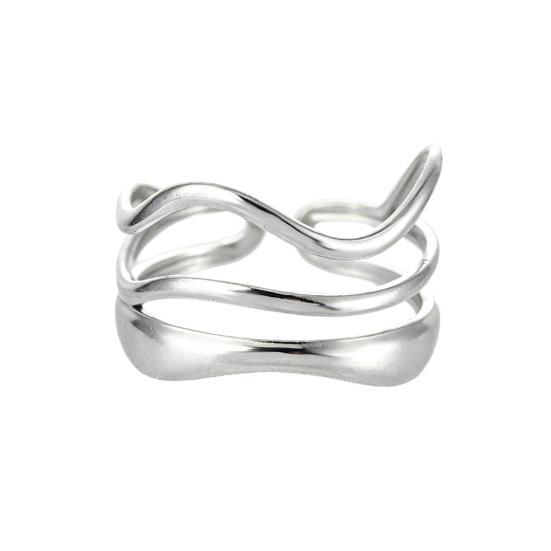 

Women Ring Three Layer Irregular Lines Shape Adjustable Opening Design Finger Ring Stainless Steel Finger Band Versatile Jewelry Gift срібний