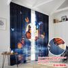 2pcs,2D Plane Printing Creative Curtains Moonlit Butterflies Versatile Durable Polyester (without Rod) All Seasons Ldeal for