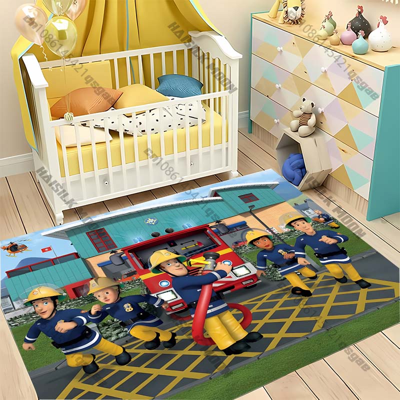 

Cute Fireman S Sam Carpet New Release! Rug for Living Room Bedroom, Children s Room,Durable Machine Washable Mat, Gifts for Kids 100cm x 120cm