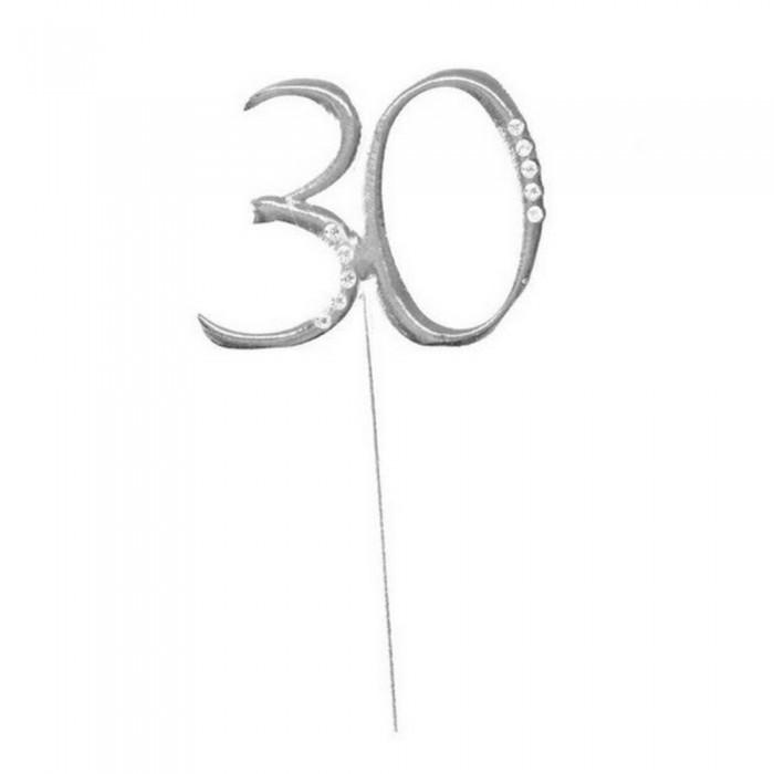Apac Number 30 Diamante Cake Topper
