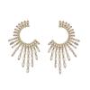 HECHENG ,1 pair,Big Round Ear Stud,Fashin Crystal Long Eaiing For Women Wedding ,Gold Color Luxurious