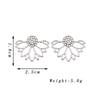Hohle Blume Ohrstecker für Damen Kupferfarbenes Metall Koreanische Niedliche Doppellagige Florale Ohrringe Party Elegant Zirkon Geschenk