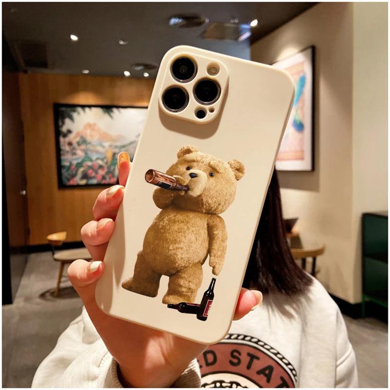 Teddybär Handyhülle Für iPhone 11 12 13 14 15 16 Pro Max Plus Mini 7 8 SE X XS XR Weiche Silikonhülle Abdeckung