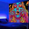 VIKAMA Neon Psychedelic Wall Tapestry Cosmic Woman Mushroom Art Boho Home Decor for Living Room Bedroom