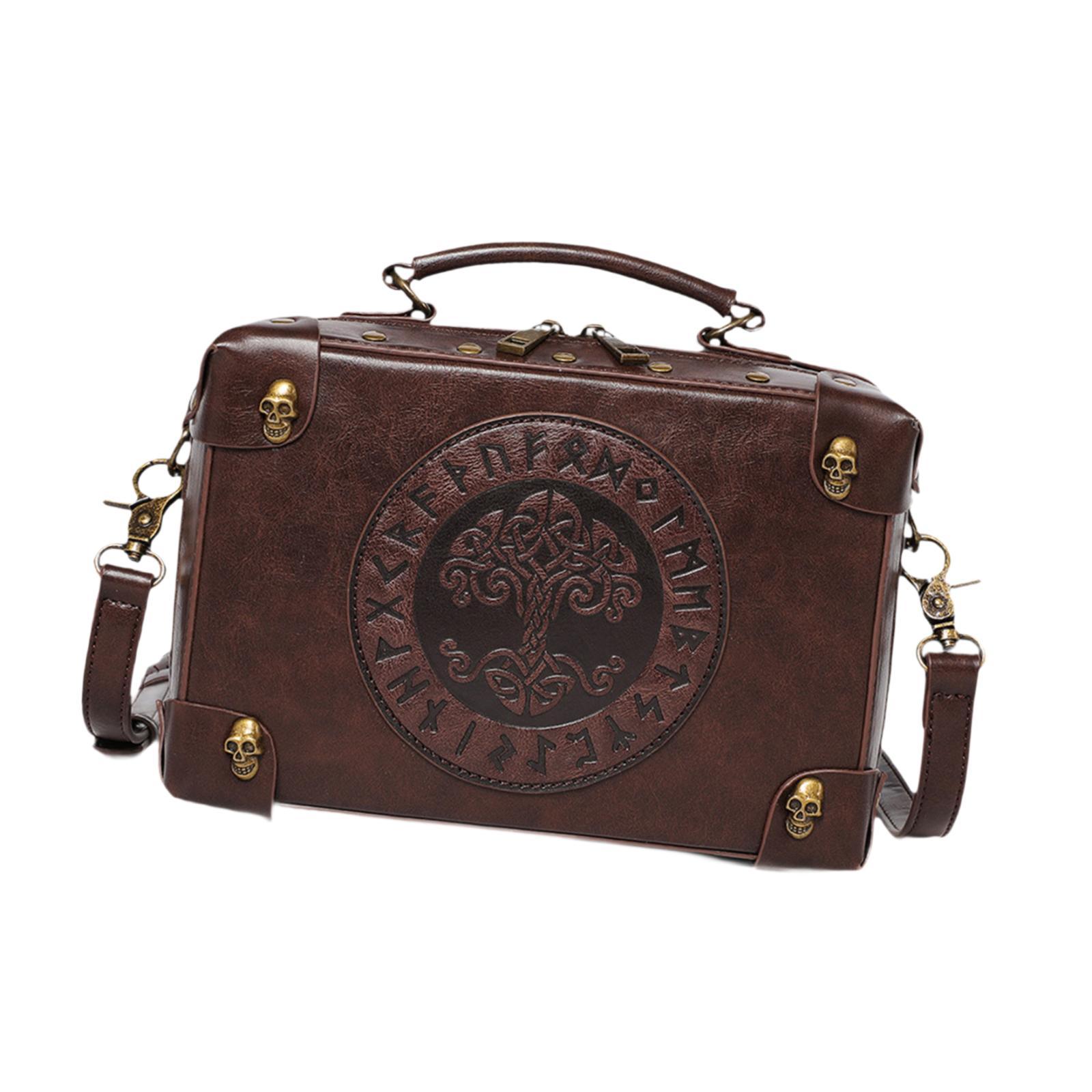 

Steampunk Crossbody Bag with Adjustable Strap Trendy Lightweight Costume Accessory PU Leather Satchel for Party Commuting Work