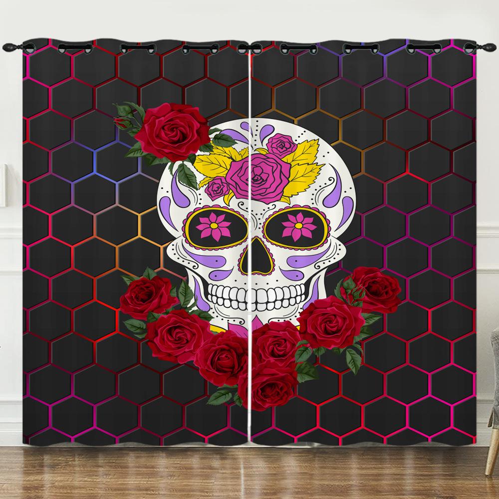 Curtains Sunflower Flower Blackout Curtain Living Room Bedroom Digital Printing Curtain No Punching