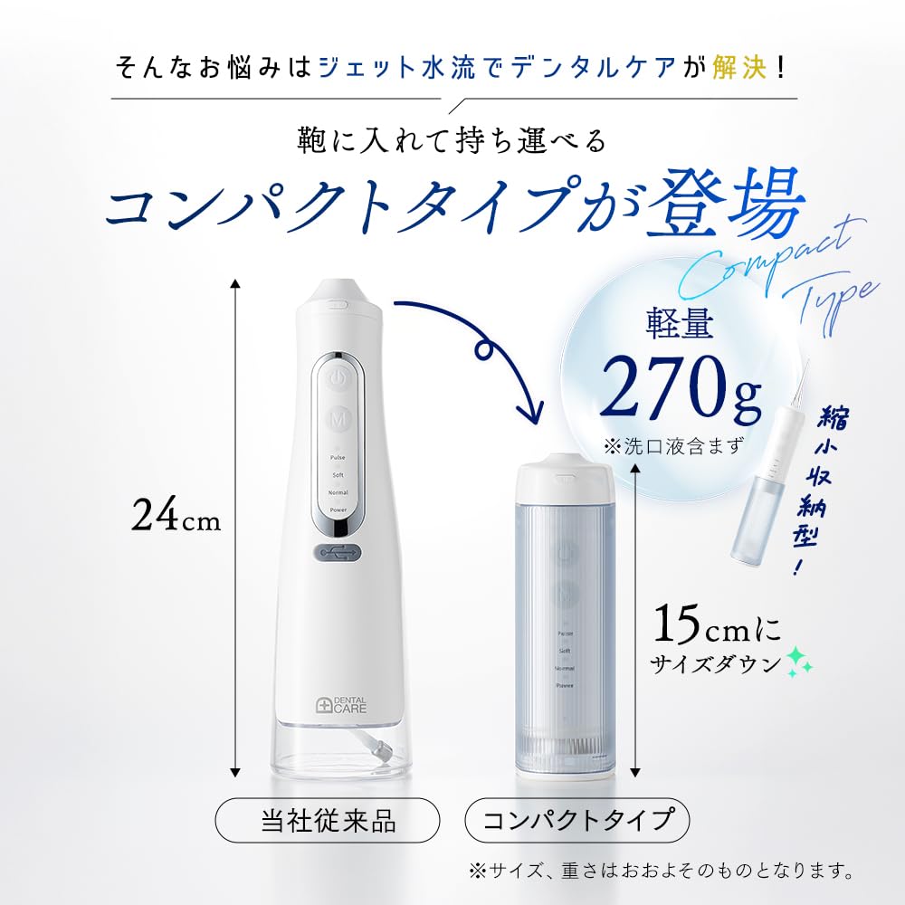 Aimedia Oral Irrigator Jet Washer: Compact, Portable, Cordless, Compatible with Mouthwash, USB Rechargeable, IPX7 Waterproof, 4-Speed