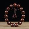 Zambia Blood Sandalwood Beads Bracelet: High-Density Small-Leaf Red Sandalwood with Gold Star Design, Prayer Beads.