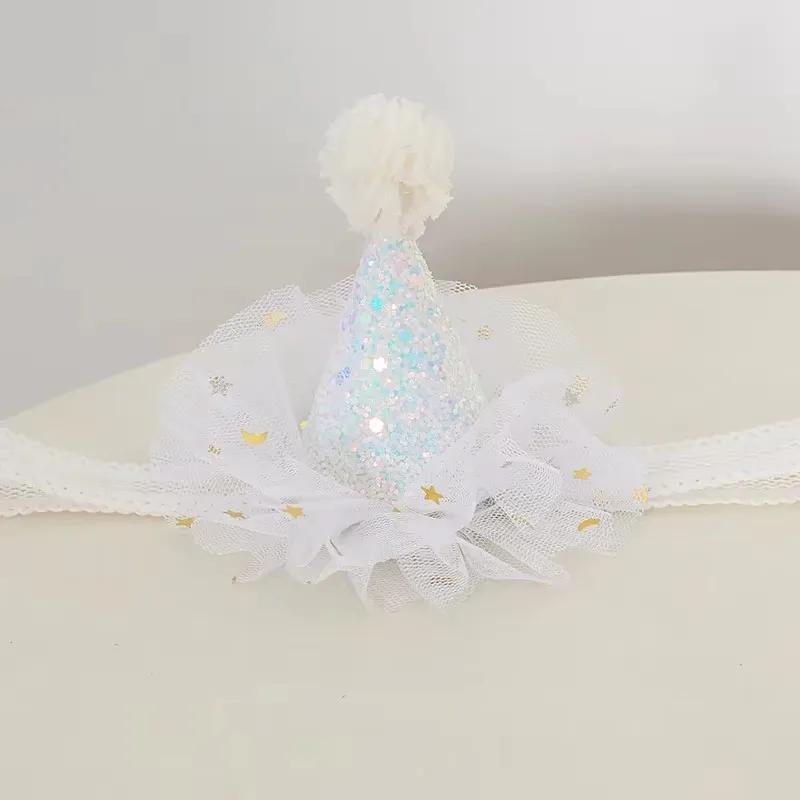1 PC Fashion Cute Girl Crown Princess Hairpin Lace Pearl Shiny Star Headband Hairpin Hairpin Hair Accessories Hair Birthday Hat