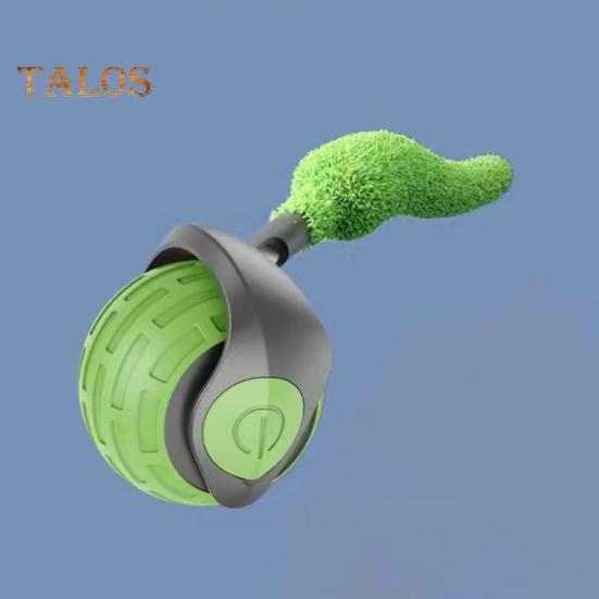 Interaktives Katzenballspielzeug, wiederaufladbar über USB, rollendes Ballspielzeug, Zwei-Geschwindigkeitseinstellung, automatisch bewegliches Katzenspielzeug mit Schwanz für Hauskatzen