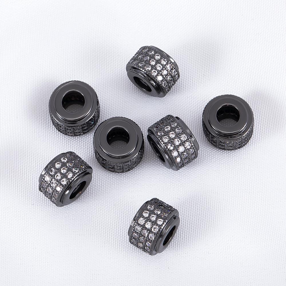 5Pcs 6.5x9mm Cylindrical Spacers Bead DIY Jewelry Making Large Hole Wheel Beads Necklace Bracelet Paved Zircon Brass Accessories