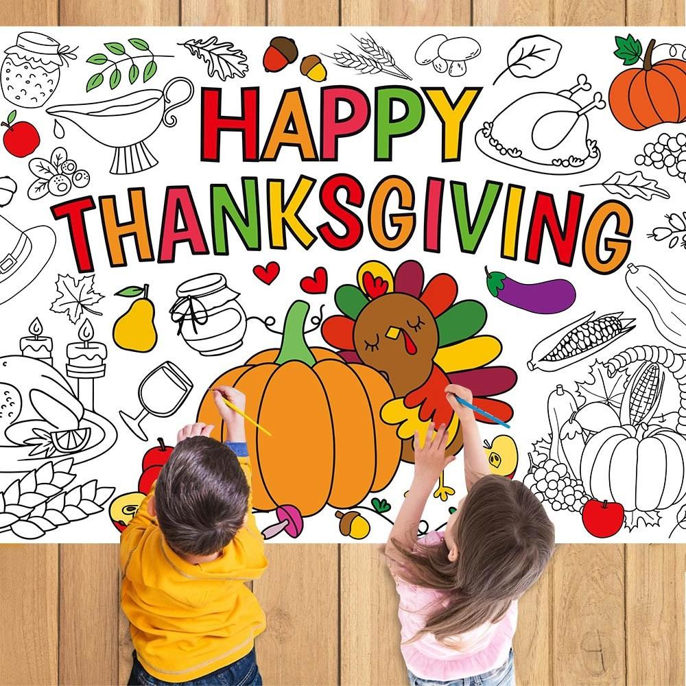 Kids Thanksgiving Diy Canvas Graffiti Paper For Fall Celebration Party Decor