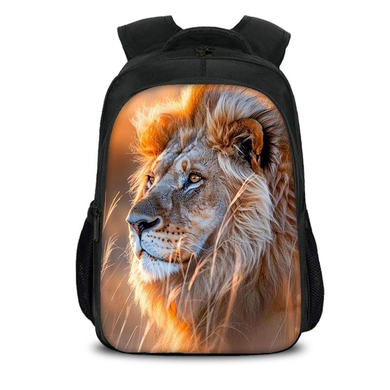 lion Double layer Backpack Durable, Trendy, Versatile, Large Capacity Cartoon School Boy and Girl Birthday Best Gift