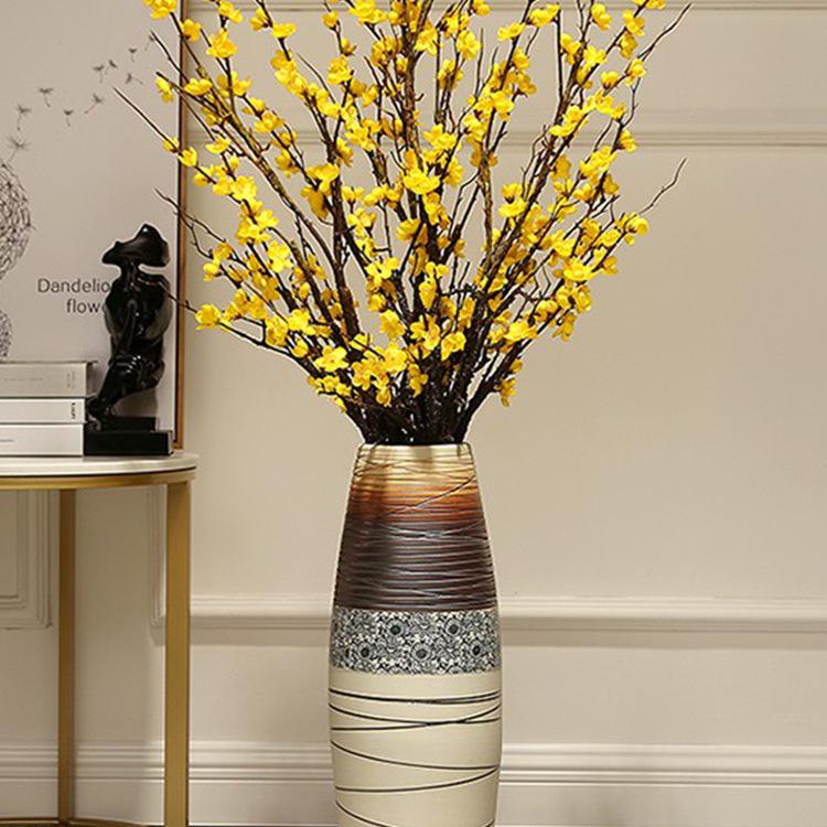 Large European-Style Porcelain Floor Vase for Dried Flowers - Artistic Living Room Ceramic Decoration