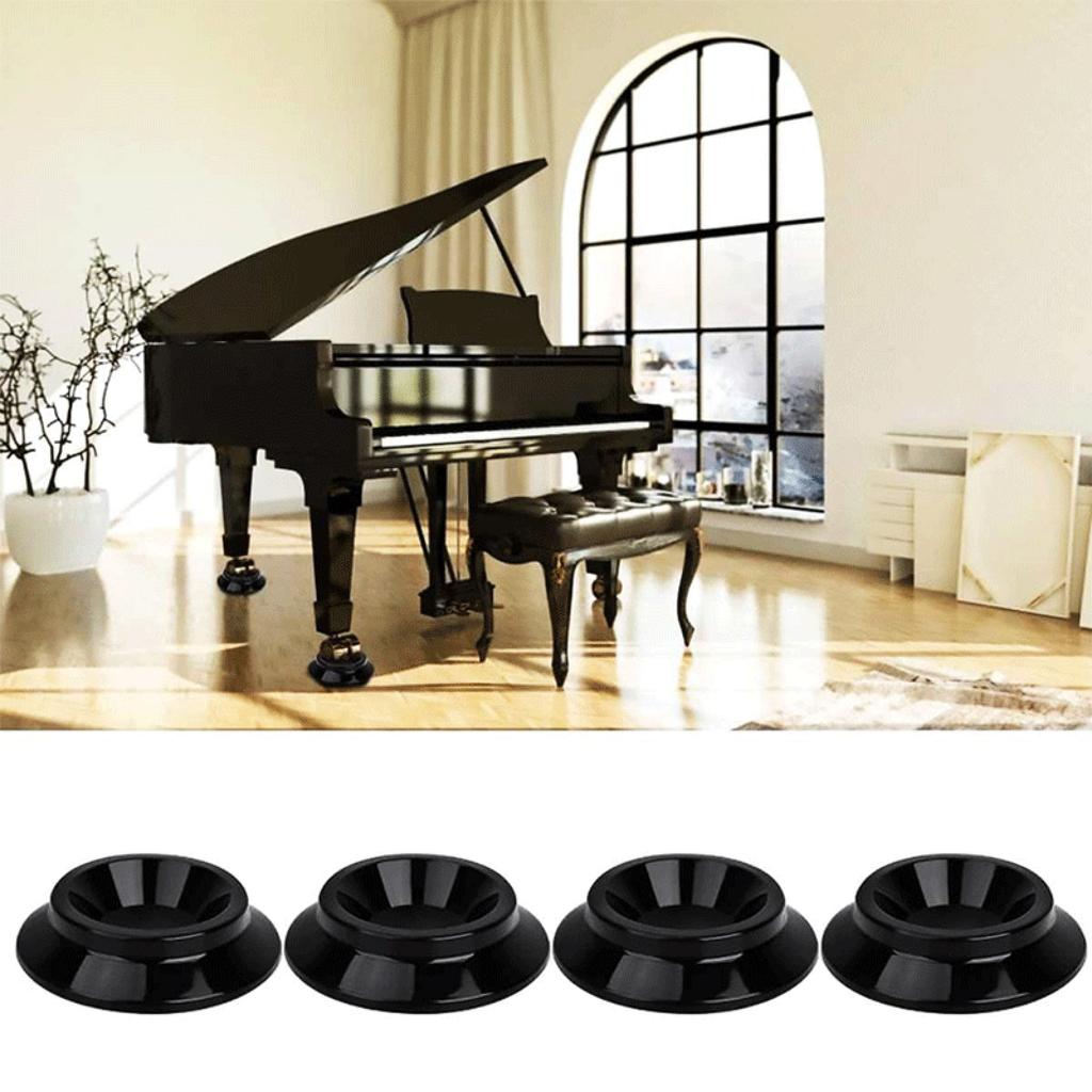 4 Pcs Piano Non-Slip & Anti-Noise Foot Pad Plastic Pianos Caster Cups Floor Protector for Vertical Upright Piano