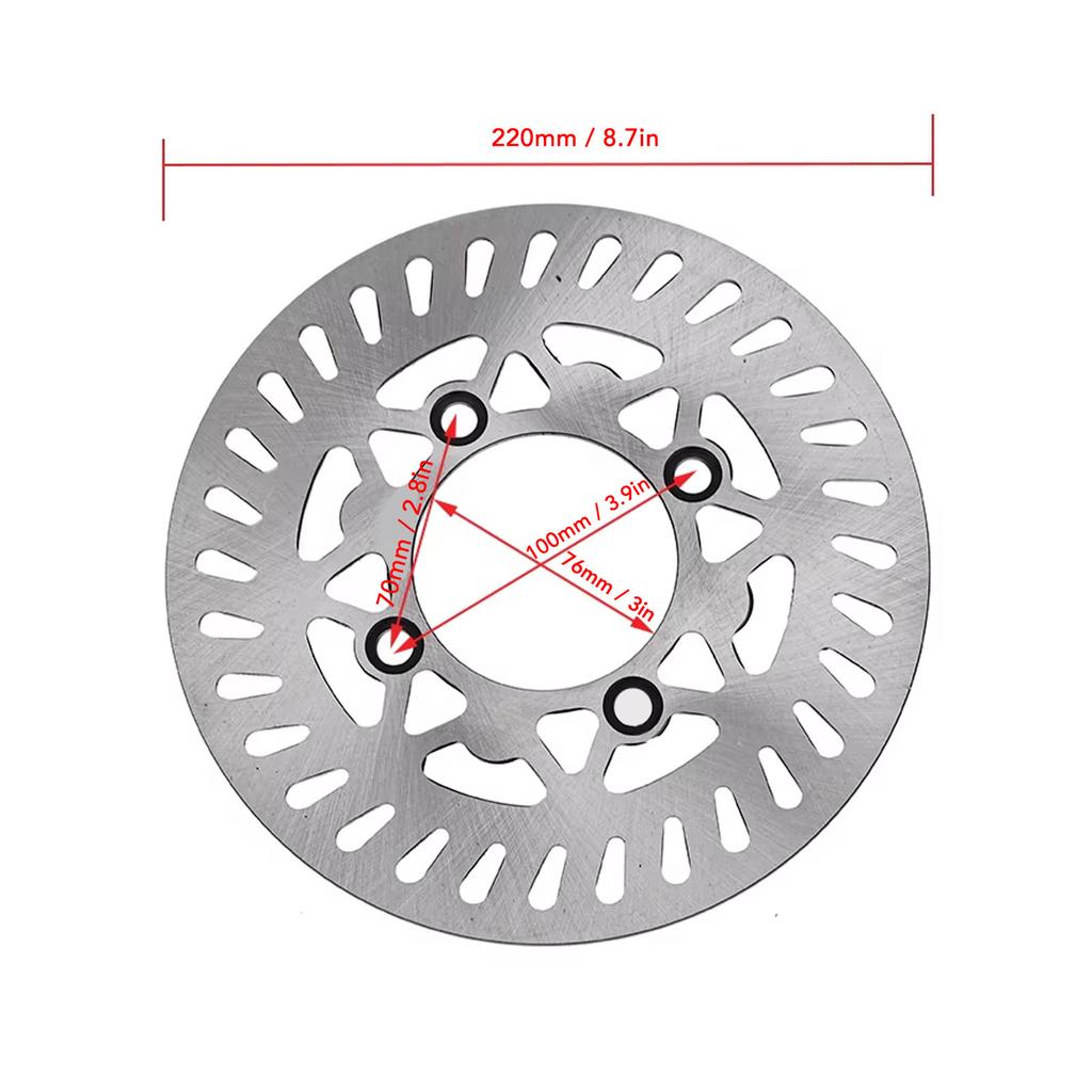 Front Brake Caliper Disc Rotor Enhanced Efficiency Metal for 50cc 70cc 90cc 110cc 125cc 140cc 150cc 160cc 200cc Dirt Pit Bike Motorcycle 220mm