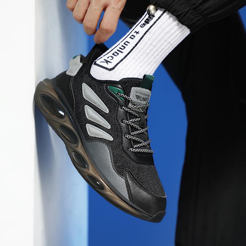 Мужская дышащая спортивная обувь для бега и фитнеса Four Seasons 44 чёрный/темно-зеленого — фото 12