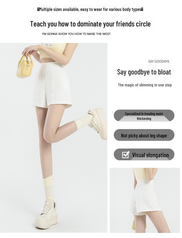 2024 Summer Women's High-Waist Korean Style A-Line Wide Leg Shorts