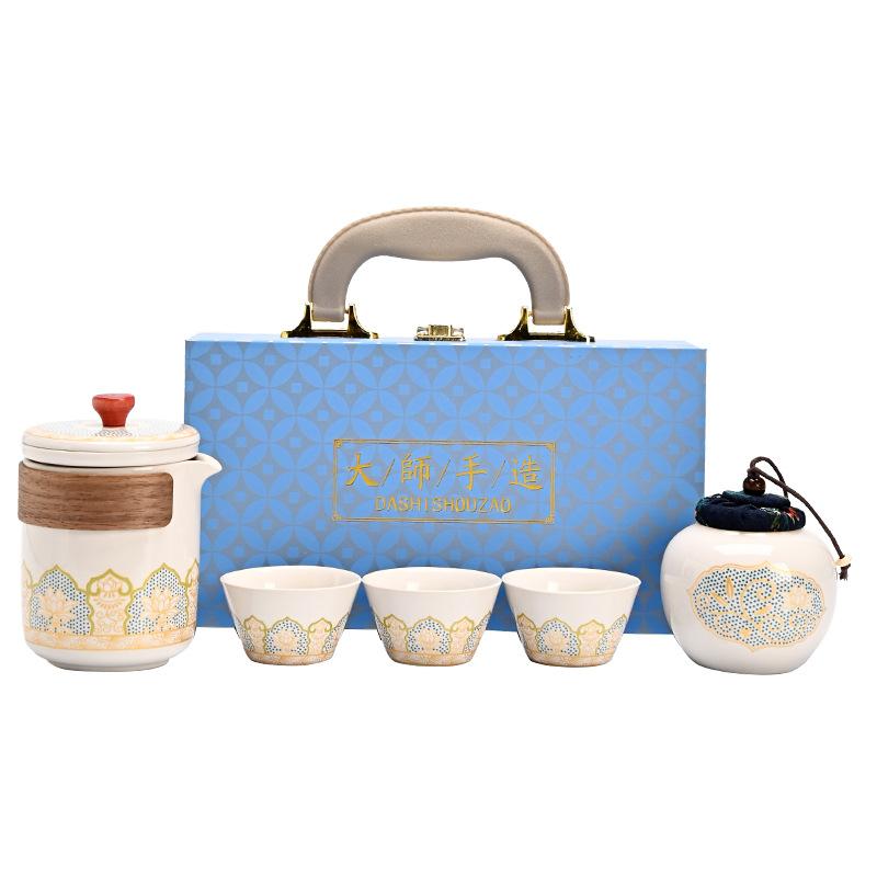 Tea set, Dehua Guyun ceramics, a complete set of high-end light luxury teapot, tea cup gift box, gift accompaniment