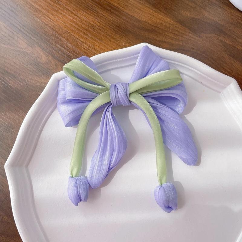 

Christmas High-end Tulip Ribbon Spring Straight Clip Three-dimensional Grasping Hair Clip Sweet Temperament Hair Clip Headwear