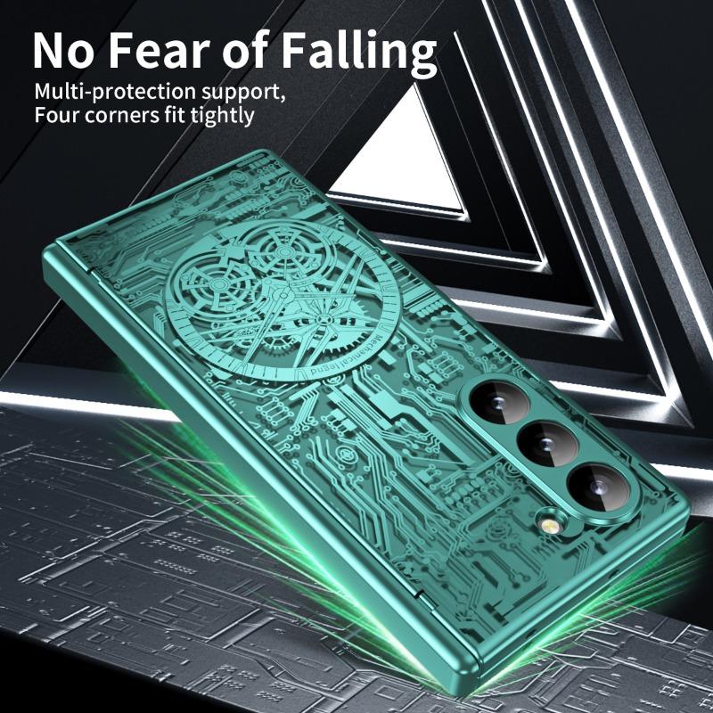 Electroplated Plastic Phone Case for Samsung Galaxy Z Fold 7 6 5 4 3 Fold6 Fold5 Fold4 Fold7 Hard Shell Hinge Protection Cover