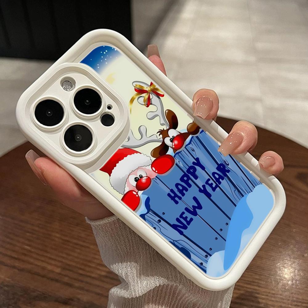 Sky Eye Ladder Soft Case for Samsung A06 A15 A25 A35 A55 A14 A24 A34 S23 S24 FE All Samsung Models Phone Cases Cover NY42 Merry Christmas Bear Deer