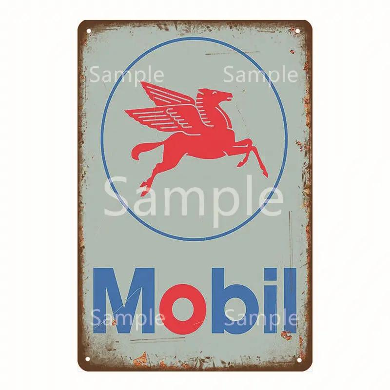 Vintage Gulf ESSO Mobil Racing Metal Tin Sign Wadhams Gasolines Motor Oil Garage Service Wall Decor Art Poster Wall Plaque YL055