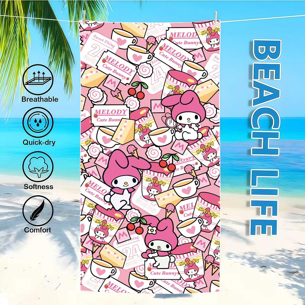Cartoon Towel Textile Stitching Bathrobe Beach Quick-Drying Lightweight Portable Camping Swim K-KittyS SRO Pool Travel