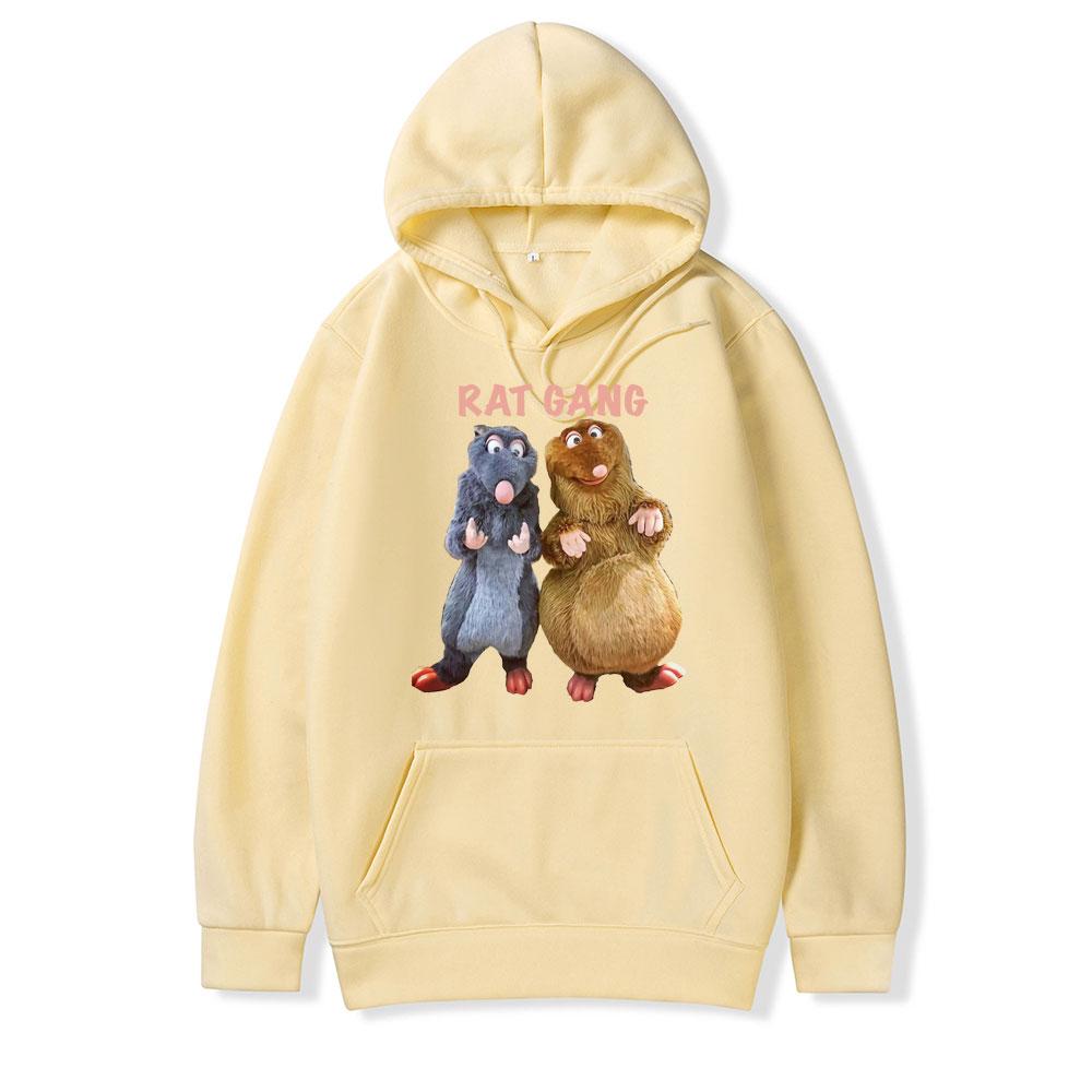 Funny Rat Gang Hoodie Ratatouille Remy and Emile Graphic Sweatshirt Kawaii Cute Mouse Print Hoodies Men Women Oversized Pullover
