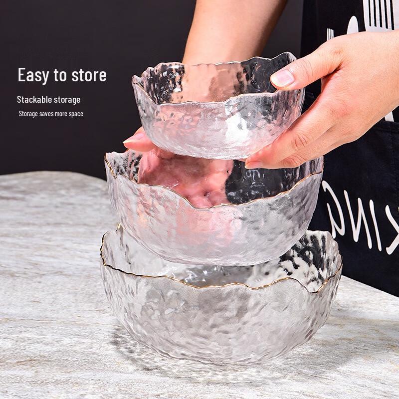 Gold Rim Glass Fruit & Salad Bowl Set