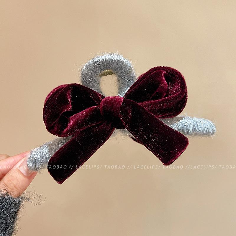 2025 New Elegant Velvet Bow Hair Claw Clip Large Claw Clip for Women with Non-Slip Grip Elegant Updo Bun Maker for Thick Hair
