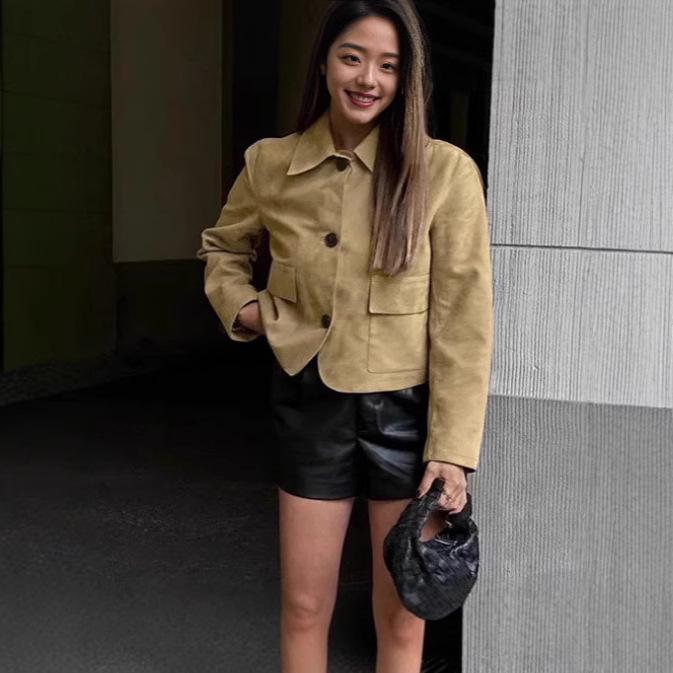 Damen Wildleder Trenchcoat - Europäische und Amerikanische Einfarbige Mode für Frühling und Herbst
