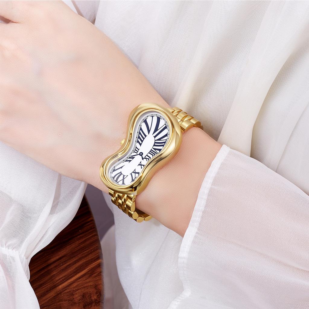 New Irregular Shaped Watch Melting Twisted Shape Fashionable Retro Niche Men's Watch Ins Style Quartz Watch