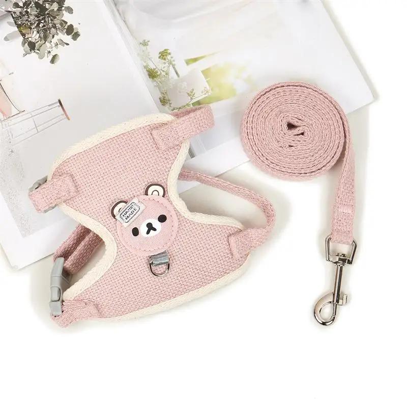 Lovely Small Pet Vest Chest Strap Dog Leash Traction Rope Walking Dog Cat Bunny Vest Harness Poodle Collar Leash Dog Accessories