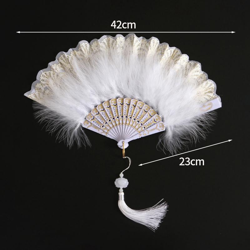 Classical Silk Folding Fan Chinese Style Dancing Foldable Feather Fan Portable Crafts Gift Creative Wedding Party Photo Props