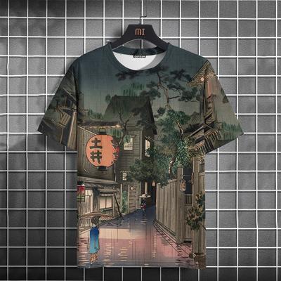 Vintage tričko Pánské tričko Japonské tričko Street style Letní Kulatý výstřih Streetwear Móda Ležérní košile 3D potisk Tričko