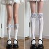 Lolita Lace Knee Socks White Women'S Ribbon Bow Medium Stockings Jk Autumn Thin Calf Socks