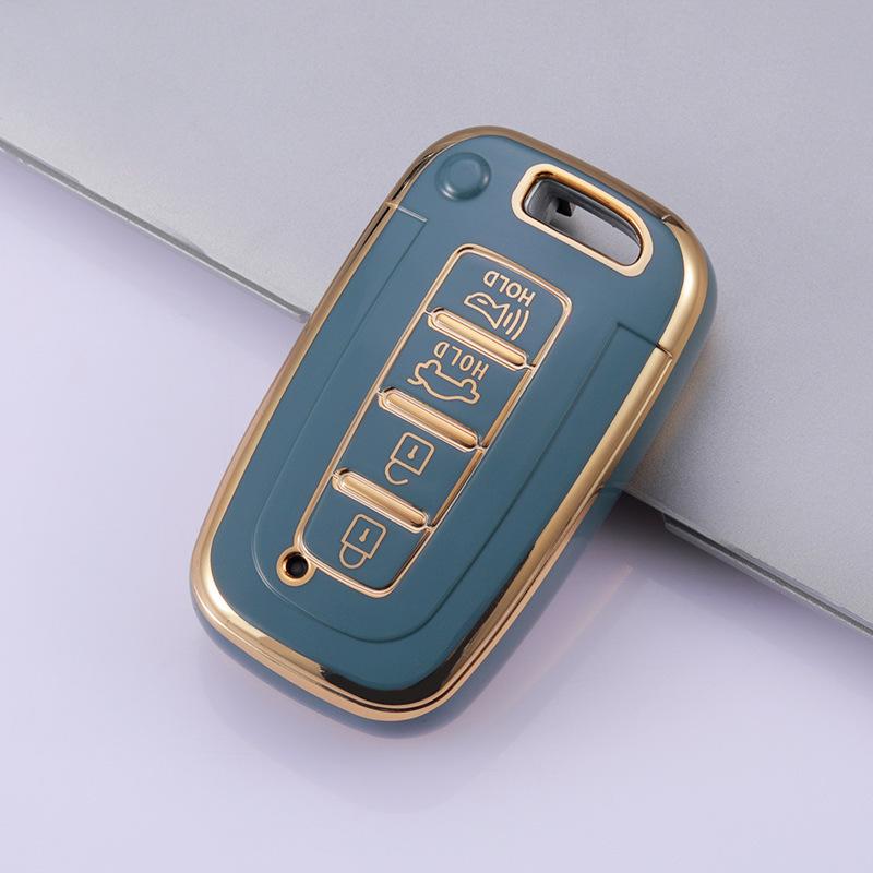 Kia & Beijing Hyundai Sonata 8 Gold-Edge 4-Button Key Case Cover