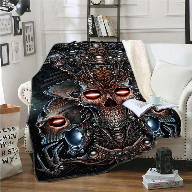 Tepper og kaster for voksne Barn Svart Satan Skull Kvinner Dødt hode Mystisk sirkel Esoterisk Halloween-teppe Demon-teppe