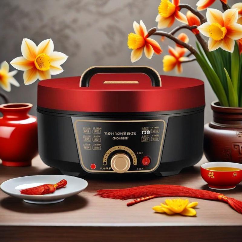Elektrischer doppelseitiger Heiz-Crêpe-Maker mit automatischer Abschaltung und tiefer, großer Backpfanne