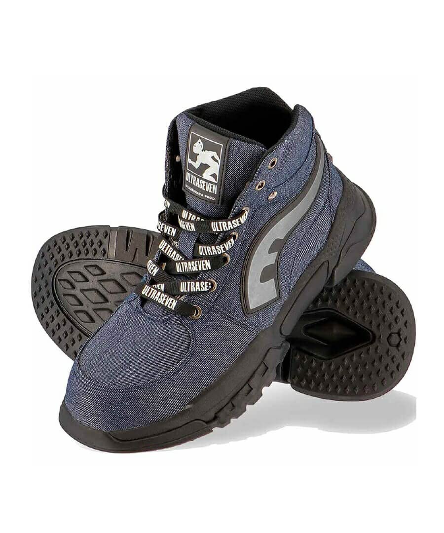 

Koshin Rubber Ultra Seven UT-12 Blue Denim Safety Sneakers with Resin Toe Cap, Men s Size 26