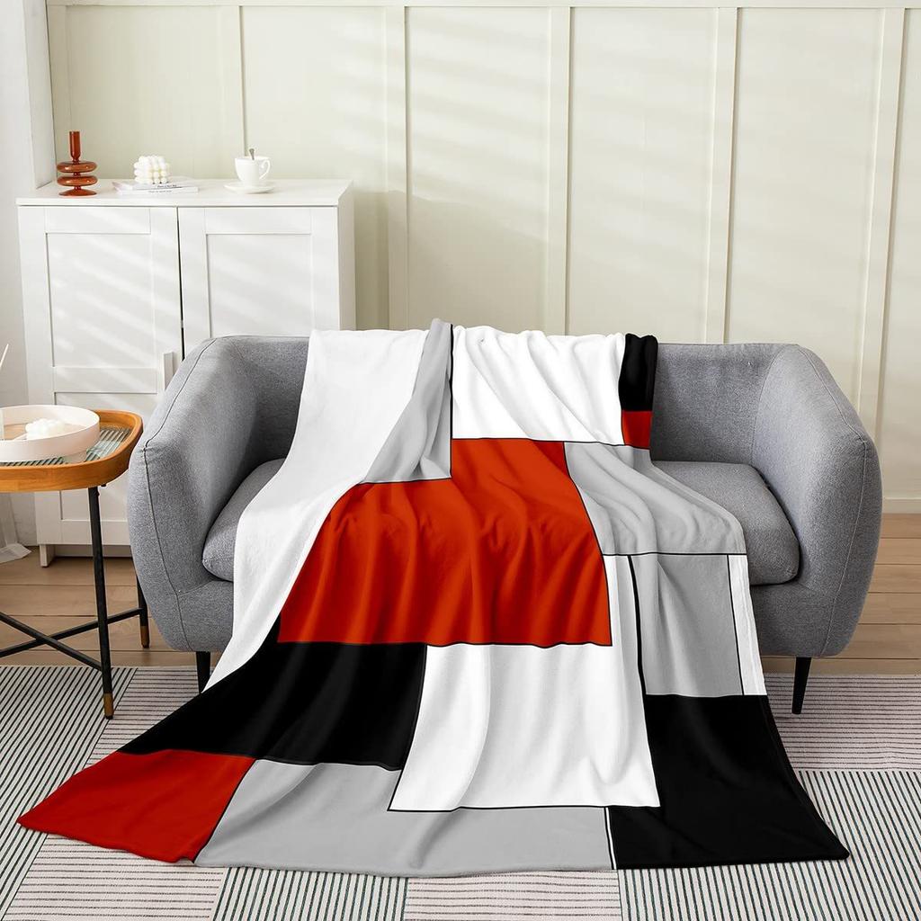 Geometric Print Flannel Blanket Nap Thermal Blanket Sofa Blanket